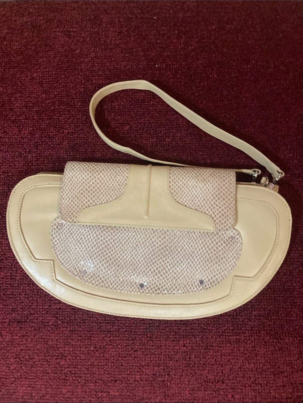 Yves Saint Laurent Cream Textured Wristlet Clutch